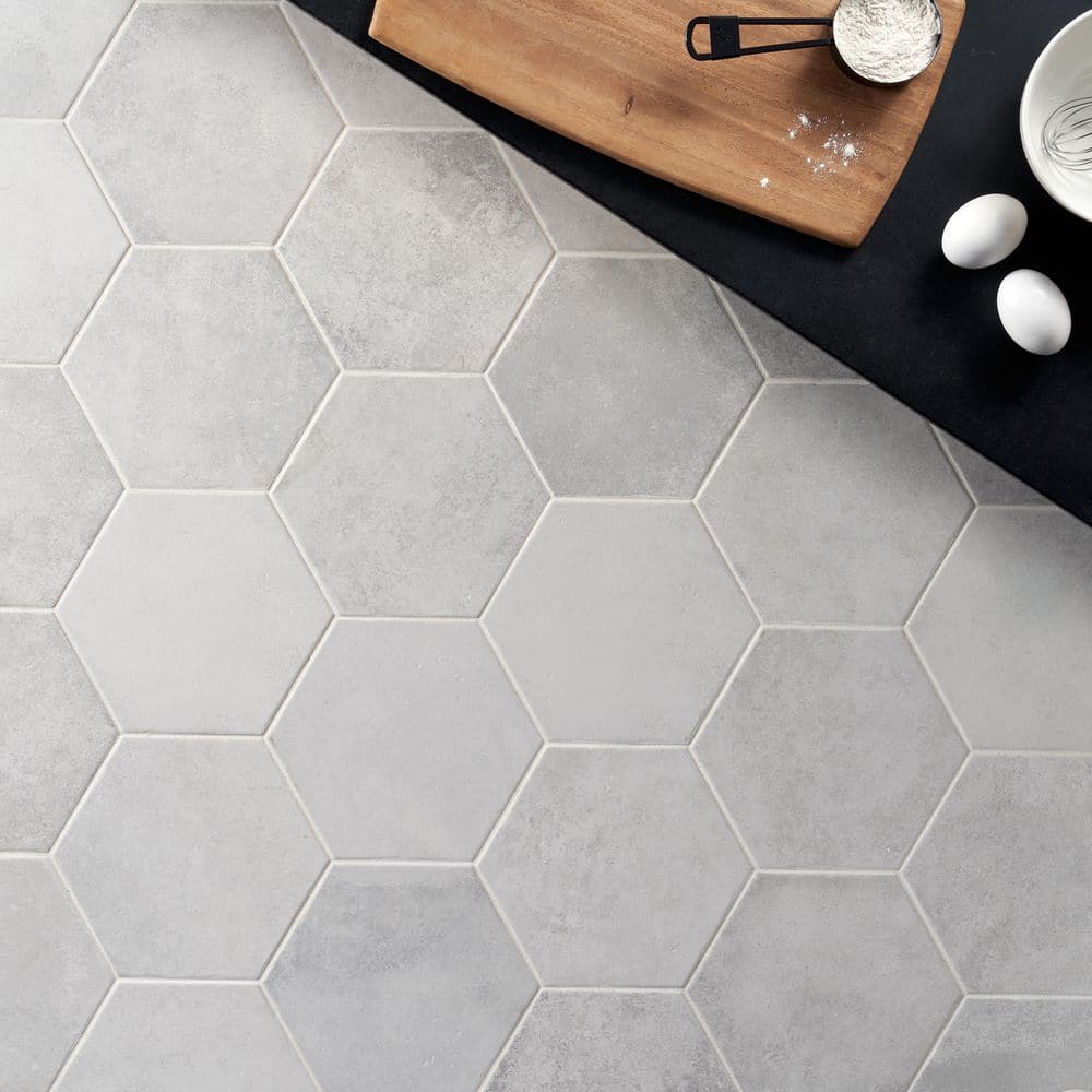 Hayes White Hexagon Matte Porcelain Floor and Wall Tile