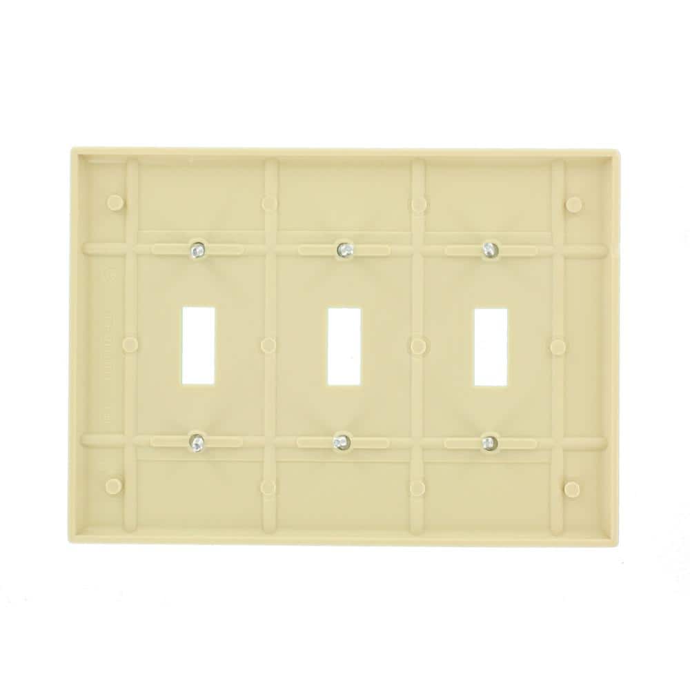 Ivory 3-Gang Midway Thermoset Toggle Switch Wall Plate