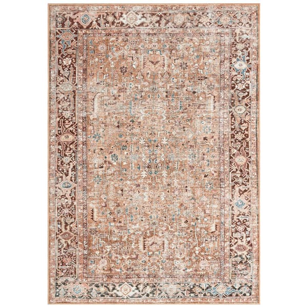 Everwash Callaghan Edith Terracotta 4 ft. x 6 ft. Geometric Machine Washable Area Rug