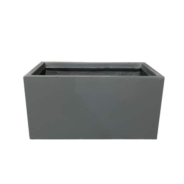 23.2"L Long Rectangular Concrete Planter, Large Outdoor Indoor Garden Pots with Drainage Hole and Rubber Plug, Charcoal