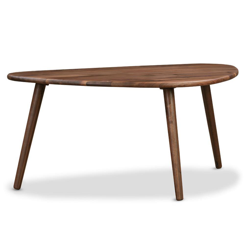 Mid-Century Modern Oval Walnut Wood Coffee Table, 38.5"