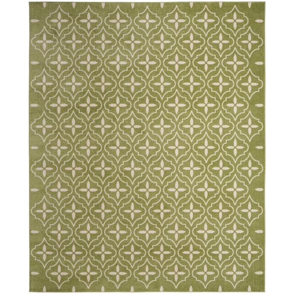 Nourison Essentials Green Ivory 8 ft. x 10 ft. Moroccan Contemporary Area Rug