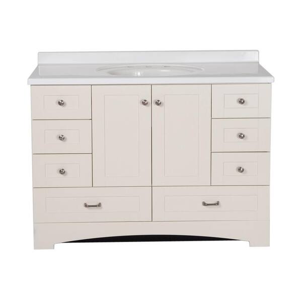 St. Paul 48 in. Manchester Vanity in Vanilla with 49 in. Cultured Marble Vanity Top in White