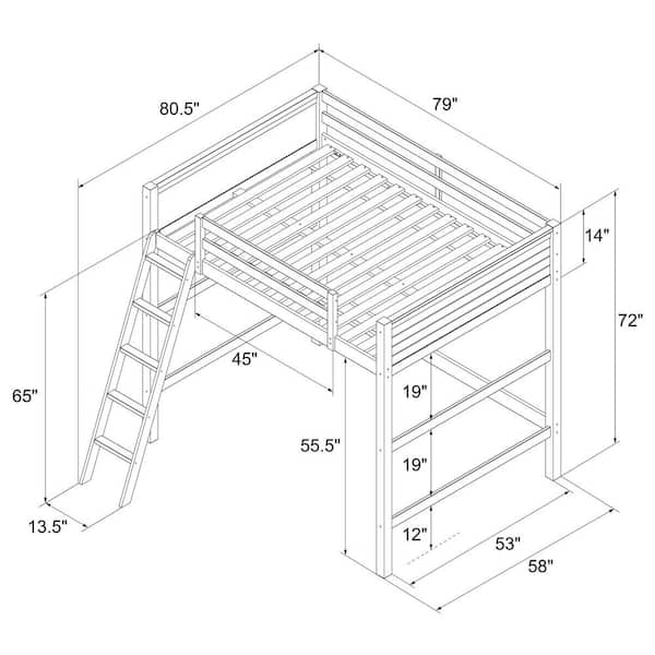 Dorel Living Brio Gray Loft Bed For Kids Bedroom Furniture Full Size ...