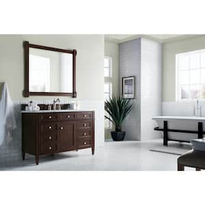 Brittany 48 in. W x 23.5 in.D x 34 in.H Single Vanity in Burnished Mahogany with Quartz Top in Eternal Jasmine Pearl
