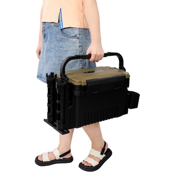Tidoin 22.5 in. Army Green Dual-Layer Large Organizer Fishing