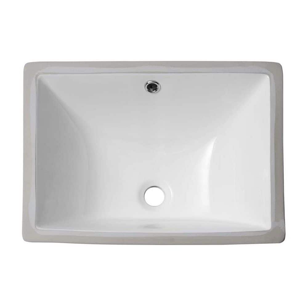 18.5 in. x 13.5 in. White Ceramic Rectangular Undermount Bathroom Sink with Overflow durable construction price history on PriceWatchPro