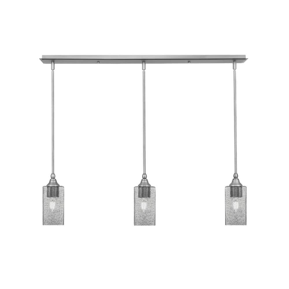 Livingston 100-Watt 3-Light Nickel Shaded Pendant Light with 3.5 in. Smoke 