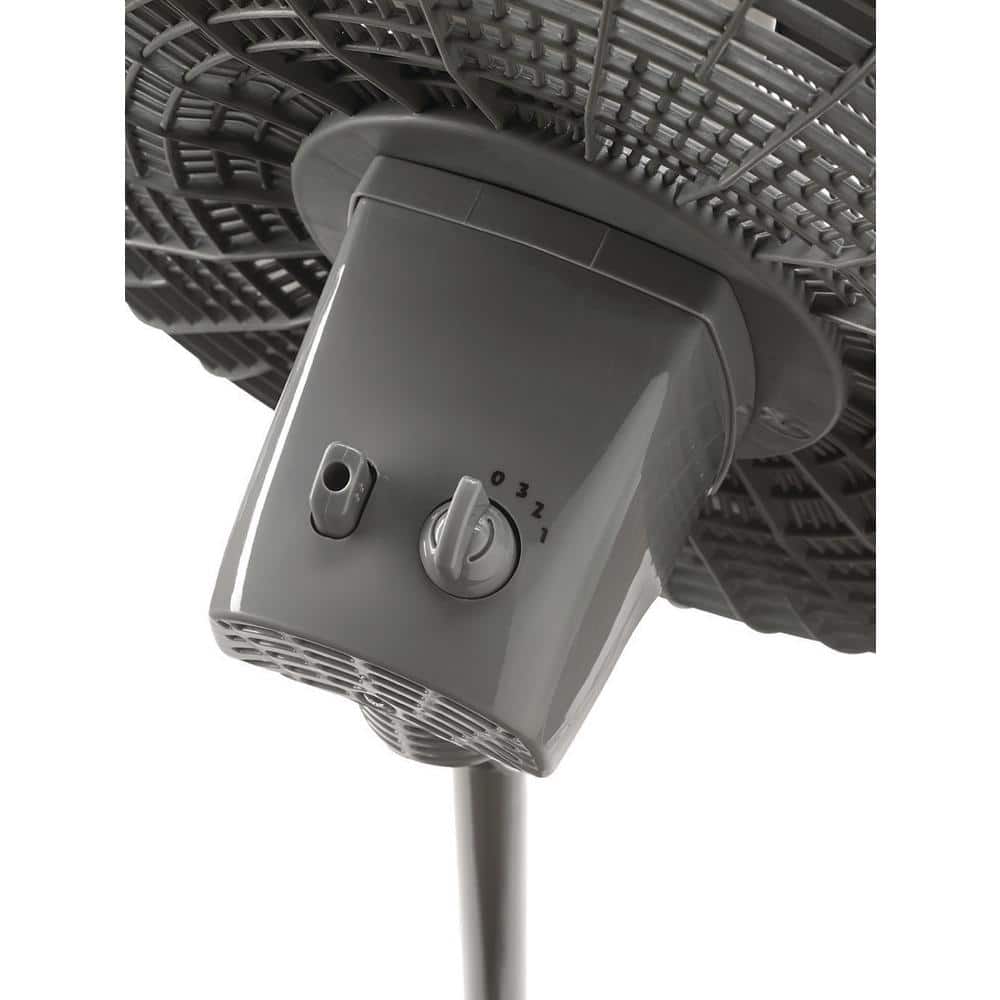 Gray Adjustable Height Oscillating Pedestal Fan with 16-inch Diameter