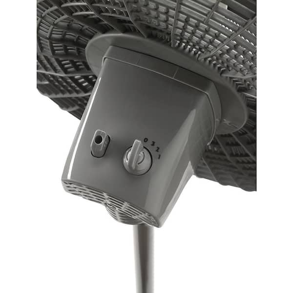 Lasko 16 in. 3 Speeds Pedestal Fan in Gray with Adjustable Height