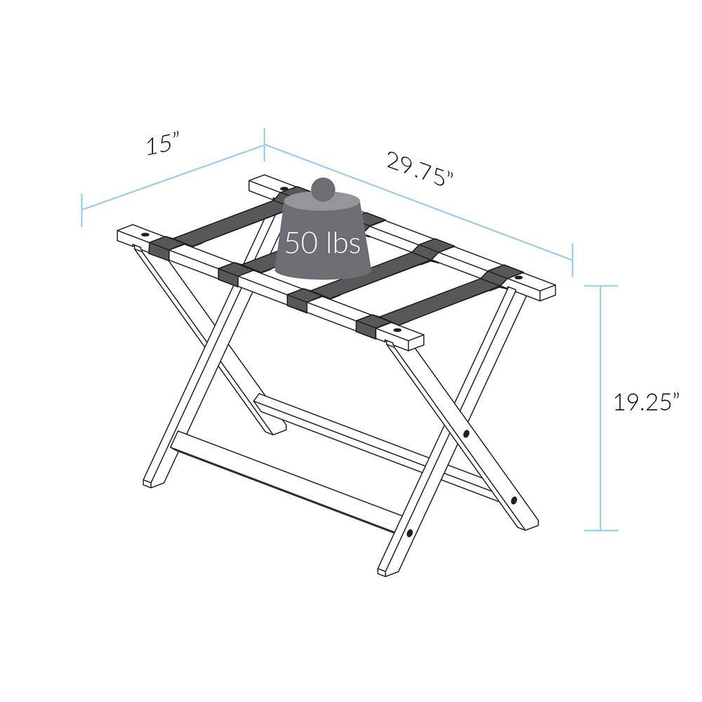Extra Wide White Solid Wood Foldable Luggage Rack