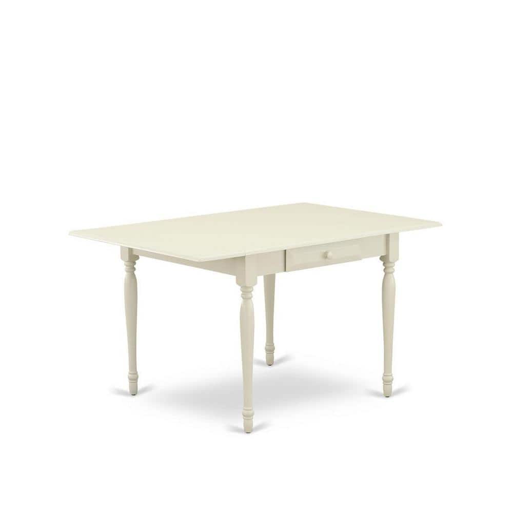 Linen White Rubberwood Dining Table Set with Beige Upholstered Chairs