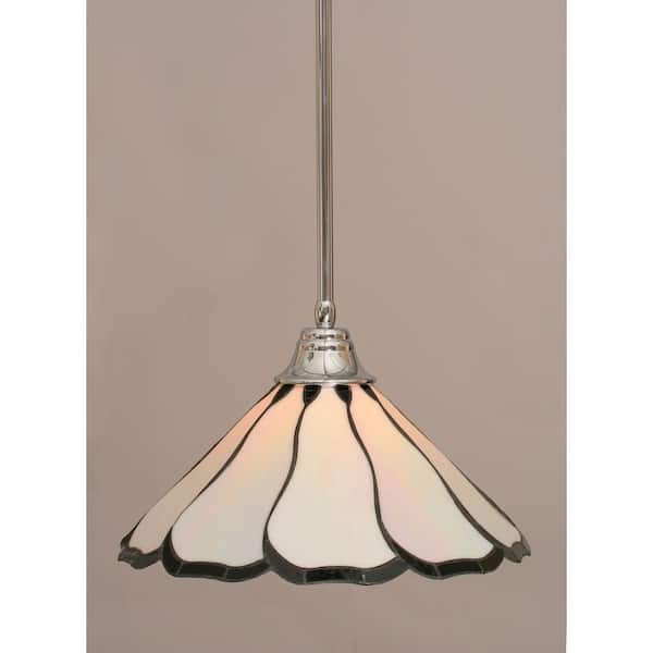 Unbranded Sparta 100-Watt 1-Light Chrome Bowl Mini Pendant Light with Glass Shade