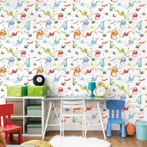 Tiny Tots 2 Collection Primary Colors Matte Finish Kids Dragons Non-Woven Paper Wallpaper Roll