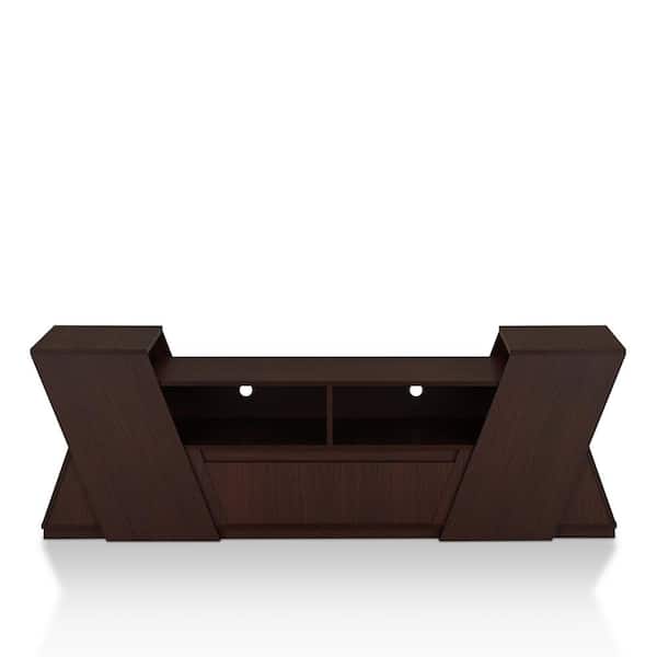 Furniture of America Chantilly 71 in. Espresso MDF TV Stand with 1-Drawer Fits TVs Up to 80 in. with Cable Management