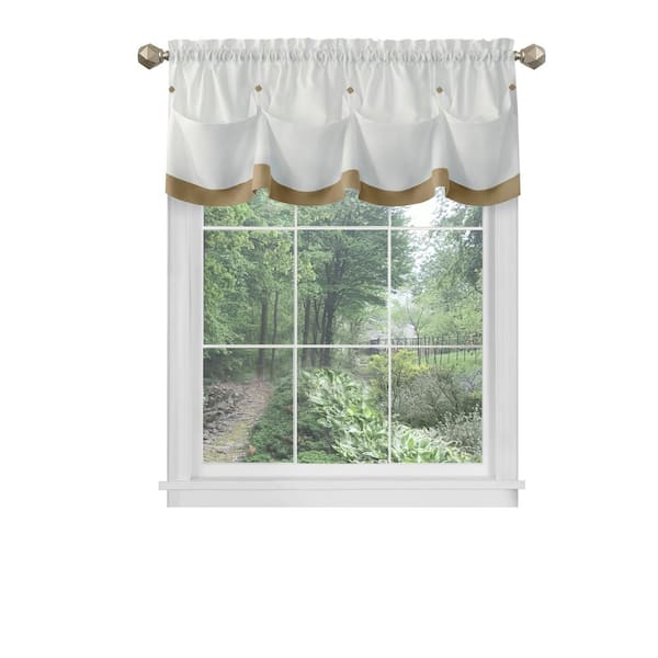 ACHIM Lana 14 in. L Polyester Window Curtain Valance in Tan