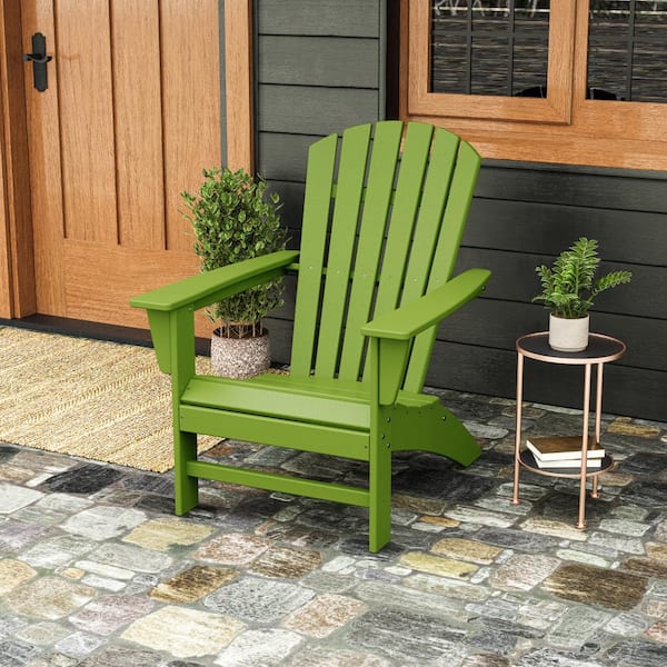 POLYWOOD Grant Park Traditional Curveback Lime Plastic Outdoor Patio Adirondack Chair Set of 1 AD440LI The Home Depot