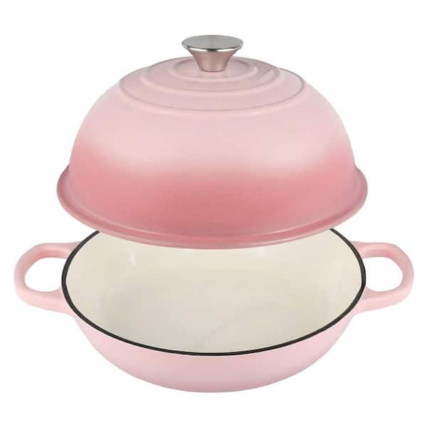 6 Qt. Bread Series Round Cast Iron Dutch Oven in Pink with Lid, Enameled Non-Stick for Sourdough Bread Baking