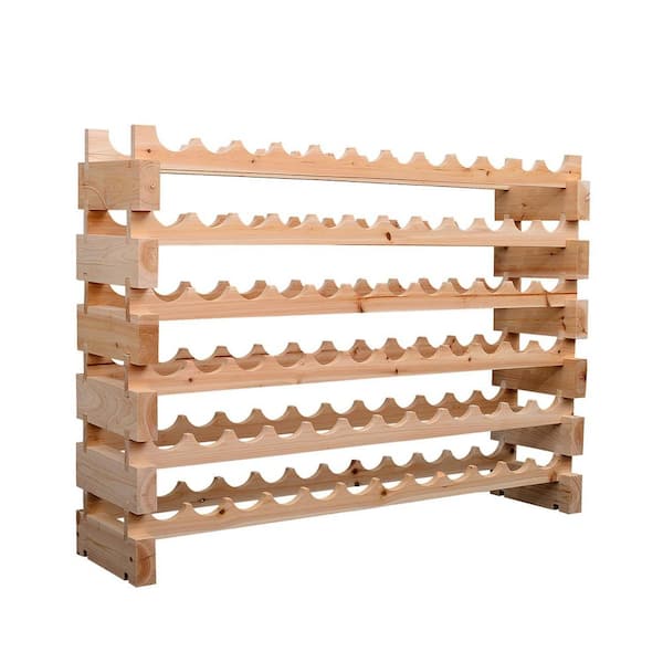 72-Bottle Light Brown 45 in. Wood Wine Rack, Display Shelf
