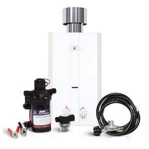 L10 3.0 GPM Portable Outdoor Tankless Water Heater w/ EccoFlo Diaphragm 12V Pump and Strainer