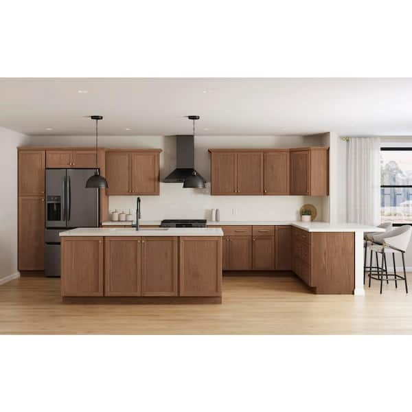 Sinclair 36 in. W x 24 in. D x 34.5 in. H Assembled Sink Base Cabinet in Shaker Saddle Oak