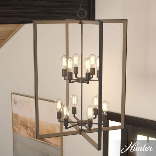 Hunter Woodburn 12-Light Noble Bronze Tier Pendant Light