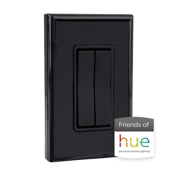RunLessWire Click for Philips Hue Wireless Dimmer Specialty Light Switch, Black