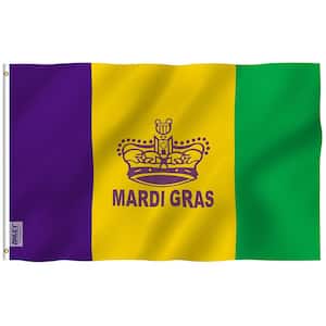 Fly Breeze 3 ft. x 5 ft. Polyester Mardi Gras Flag Happy Carnival Flag 2-Sided Flags Banner with Brass Grommets