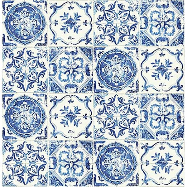 Azulejos Tile Porcelain Vinyl Peel and Stick Wallpaper Roll (Covers 30.75 sq. ft. )