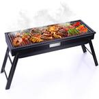 23 in. Portable Charcoal Grill and Smoker for Travel, Outdoor Cooking and BBQ in Black