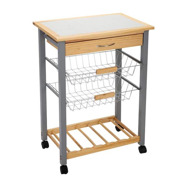 ORGANIZE IT ALL Natural Kitchen Cart with Baskets