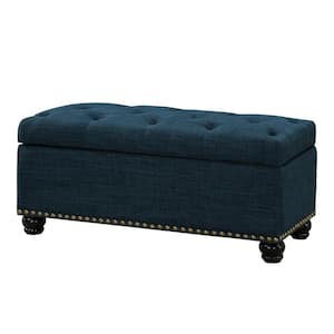 Designs4Comfort 9th Avenue Dark Blue Fabric Storage Ottoman Bench