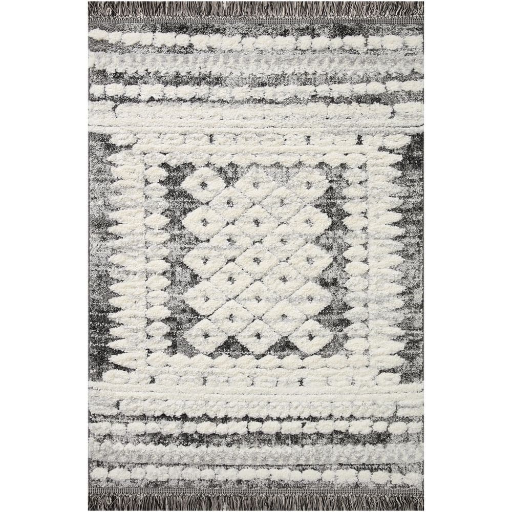 Jerome Charcoal / Ivory 3 Ft. 11 In. x 5 Ft. 7 In. Abstract Boho Boho Shag Area Rug price history on PriceWatchPro