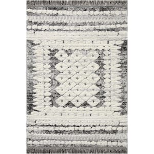 Jerome Charcoal / Ivory 3 Ft. 11 In. x 5 Ft. 7 In. Abstract Boho Boho Shag Area Rug