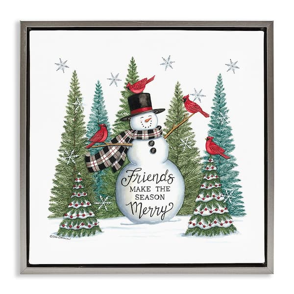Stupell Industries Winter Friendship Snowman by Deb Strain 1-Piece Floater Frame Graphic Print Typography Poster Art Print 18 in. x 18 in.