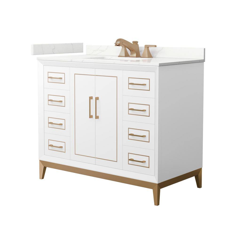 Marlena 42 in. W x 22 in. D x 35.25 in. H Single Bath Vanity in White with Giotto Quartz Top price history on PriceWatchPro