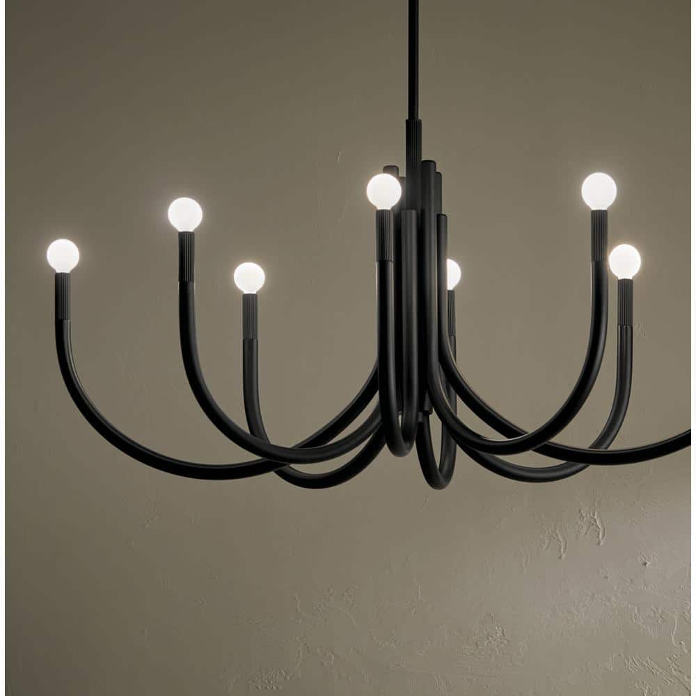 Odensa 46 in. 8-Light Black Modern Candle Oval Chandelier for Dining Room price history on PriceWatchPro