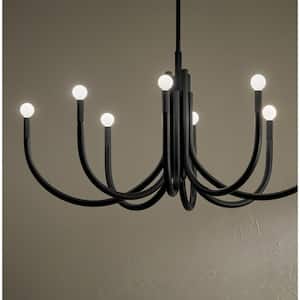 Odensa 46 in. 8-Light Black Modern Candle Oval Chandelier for Dining Room