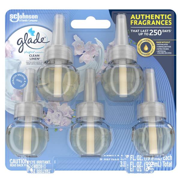 Glade 3.35 fl. oz. Clean Linen Scented Oil Plug-In Air Freshener Refill (5-Count)