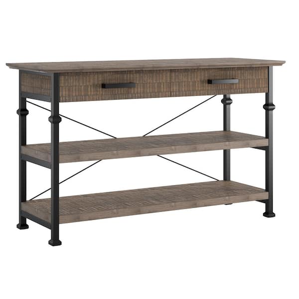 HomeSullivan 50 W in. Brown Finish Metal Industrial Rustic Media Tv Stand Fits TV up tp 55 in.