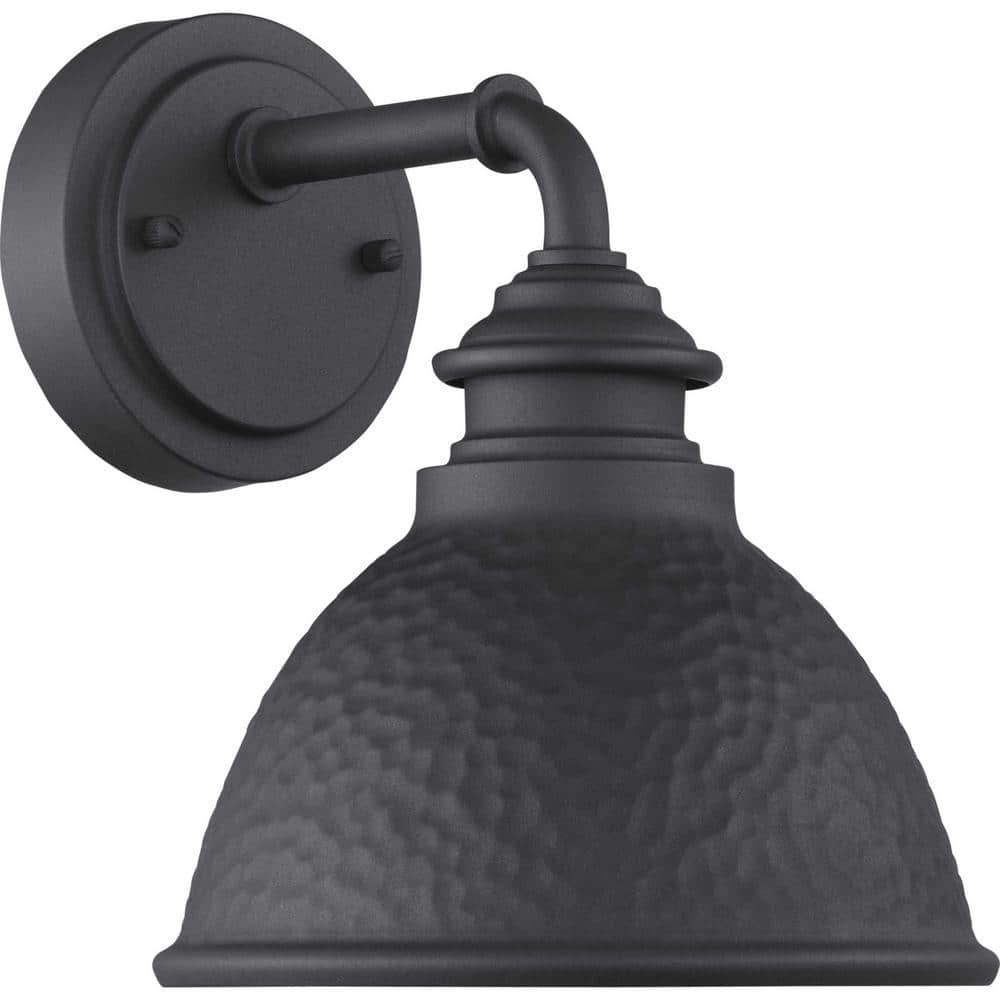 Modern Englewood 8'' Black Steel Wall Lantern with Copper Accents