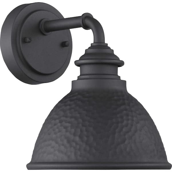 Englewood Collection 1-Light Textured Black Farmhouse Outdoor Small Wall Lantern Light