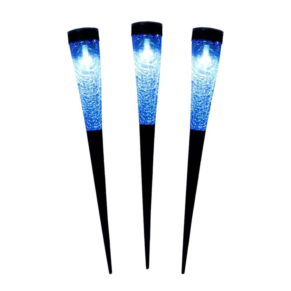 ACHLA DESIGNS 15.5 in. Tall Light Blue Solar Garden Stake Sparkle Cones Pack of 3) SL-SC02LB The Home Depot