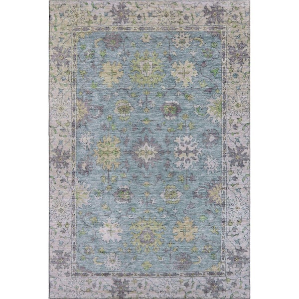 Mayfield Premium Machine Washable Abstract AMF2052 Seafoam 10 ft. x 14 ft. Area Rug