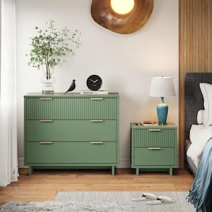 Granville Sage Green 2-Drawer 18.11 in. W Nightstand and 3-Drawer 37.8 in. W Standard Dresser (Set of 2)