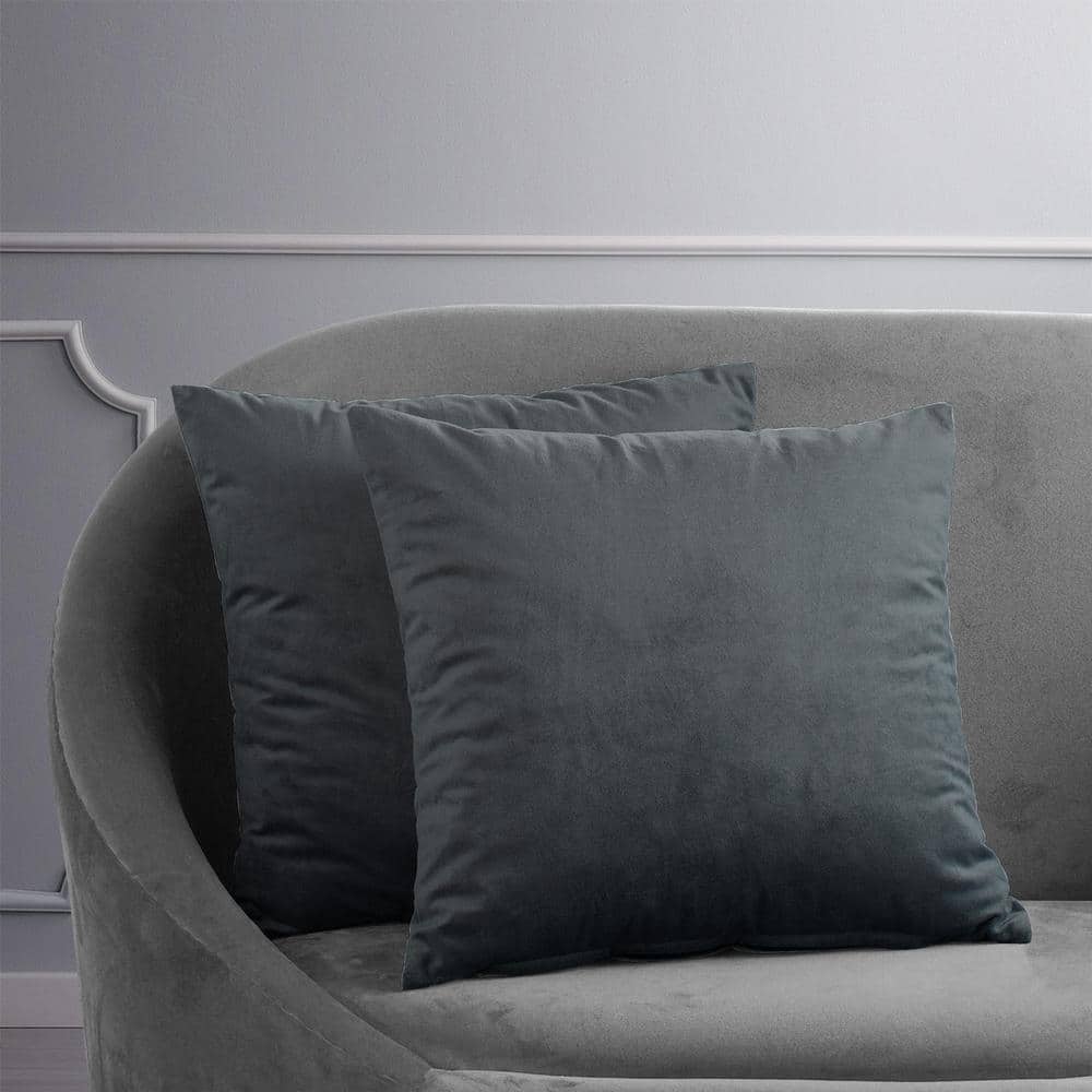 Distance Blue Gray Velvet Euro Throw Pillow Covers