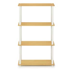 43.25 in. Beech/White Plastic 4-shelf Etagere Bookcase with Open Back