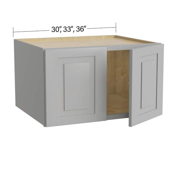 Home Decorators Collection Grayson 30 in. W x 24 in. D x 18 in. H Assembled Plywood Wall Bridge Kitchen Cabinet in Pearl Gray with Soft Close