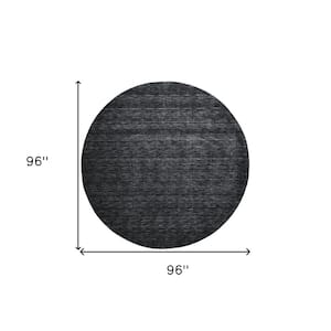 8' Round Black Solid Color Area Rug
