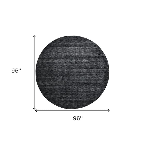 8' Round Black Solid Color Area Rug